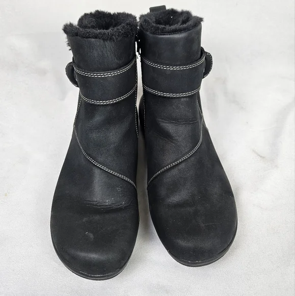 Clarks Suede Leather Roswell Ankle Boot Black Size 11 - Picture 2 of 9